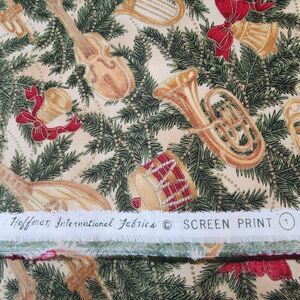 Hoffman International Fabric Holiday Instruments Cotton 45" Wide 4 Yards New